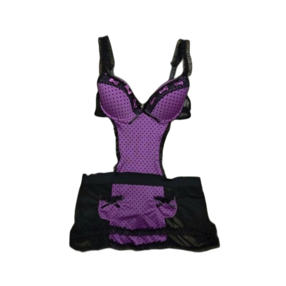 Vintage Y2K Rampage Purple Polka-dot Ruffle Slip!!